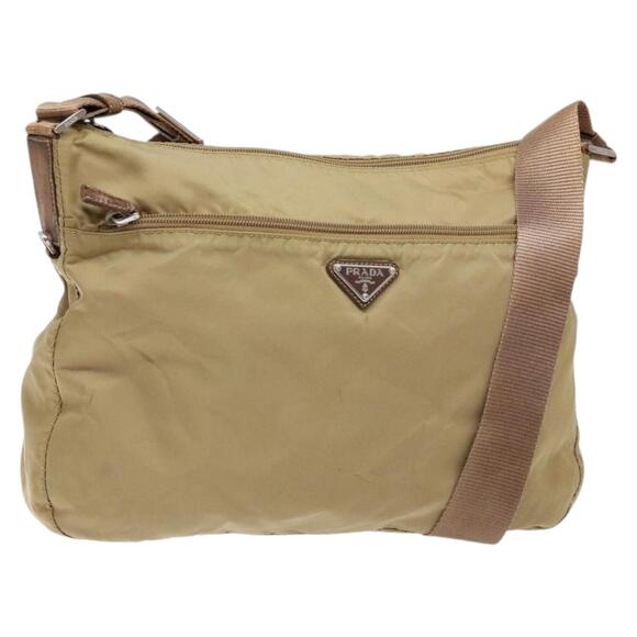PRADA Shoulder Bag Nylon Beige Silver - Picture 1 of 12